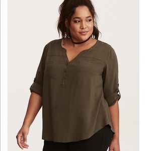 Harper Olive Challis Pullover Blouse